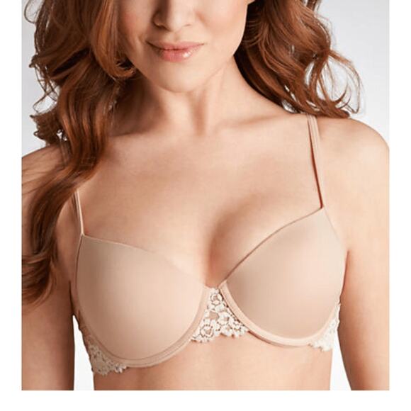 Wacoal 32B womens Embrace Lace Push-up bra nude/cream padded sexy underwire bra - Picture 1 of 6